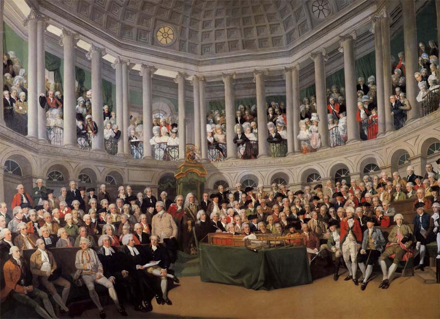 The Irish House fo Commons addressed by Henry Grattan in 1780 during the campaign to force Britain to give Ireland free trade and legislative independ